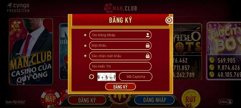 Điền chi tiết thông tin để nhấn đăng ký tham gia chơi game