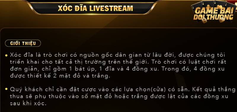 Giới thiệu về tựa game Xóc đĩa livestream Go88