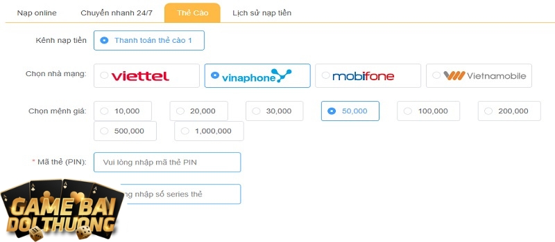 Quy trình nạp tiền nhanh chóng tại nhà cái 123B